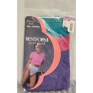 NOS Vtg 3 Pack Best Form Silver Saver Color 100% Cotton Brief Panties Sz 10 46"